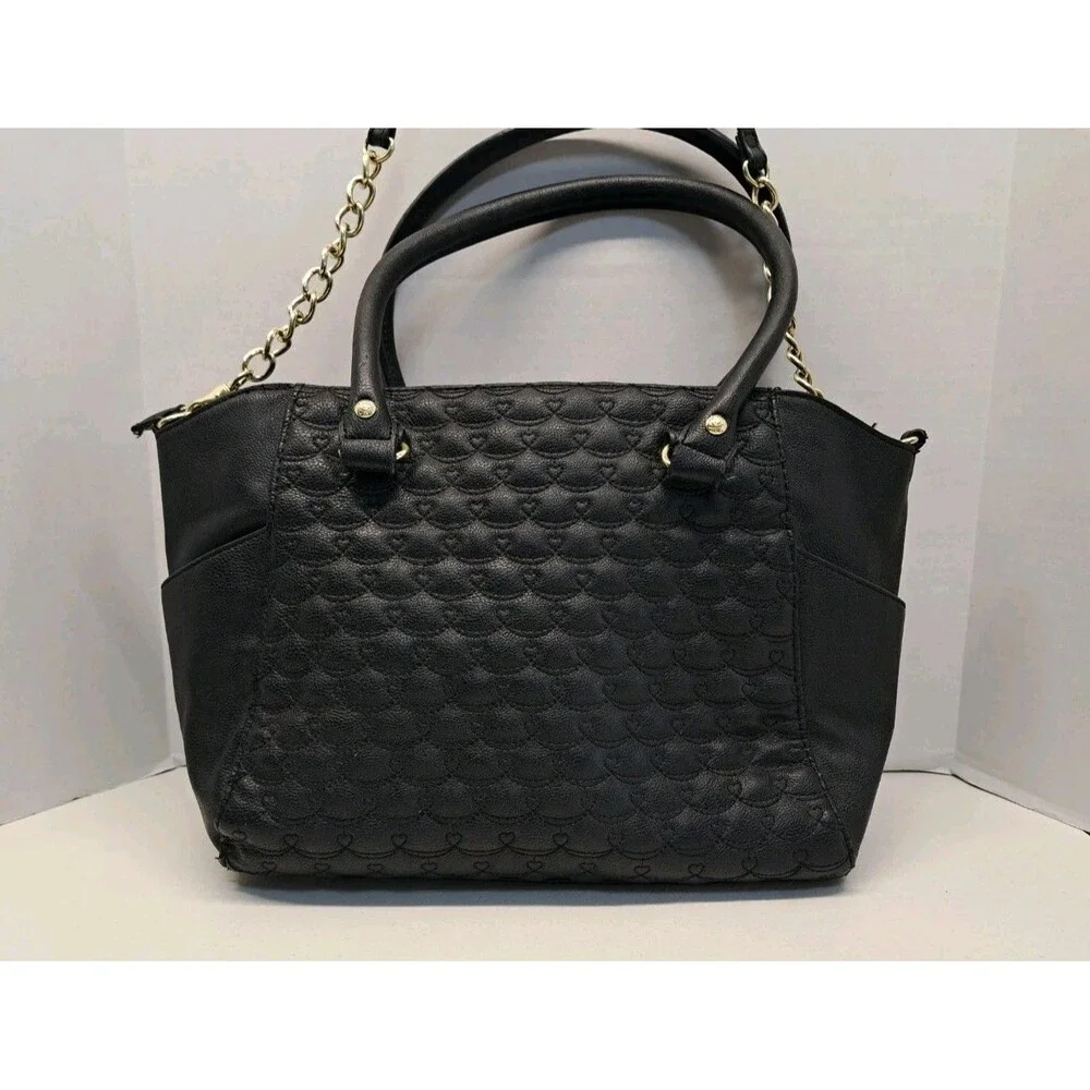 Betsey Johnson Quilted Satchel Black Bag - Picture 2 of 15